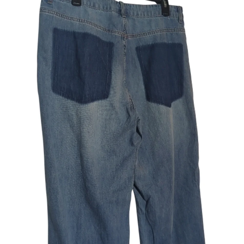 Divided 12 Wide Leg Distressed Hem Jeans Back Shadow Pockets Festival Coastal